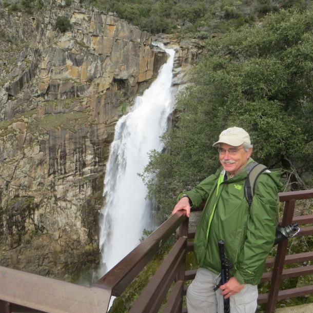 Peter Moyle standing beside Feather Falls