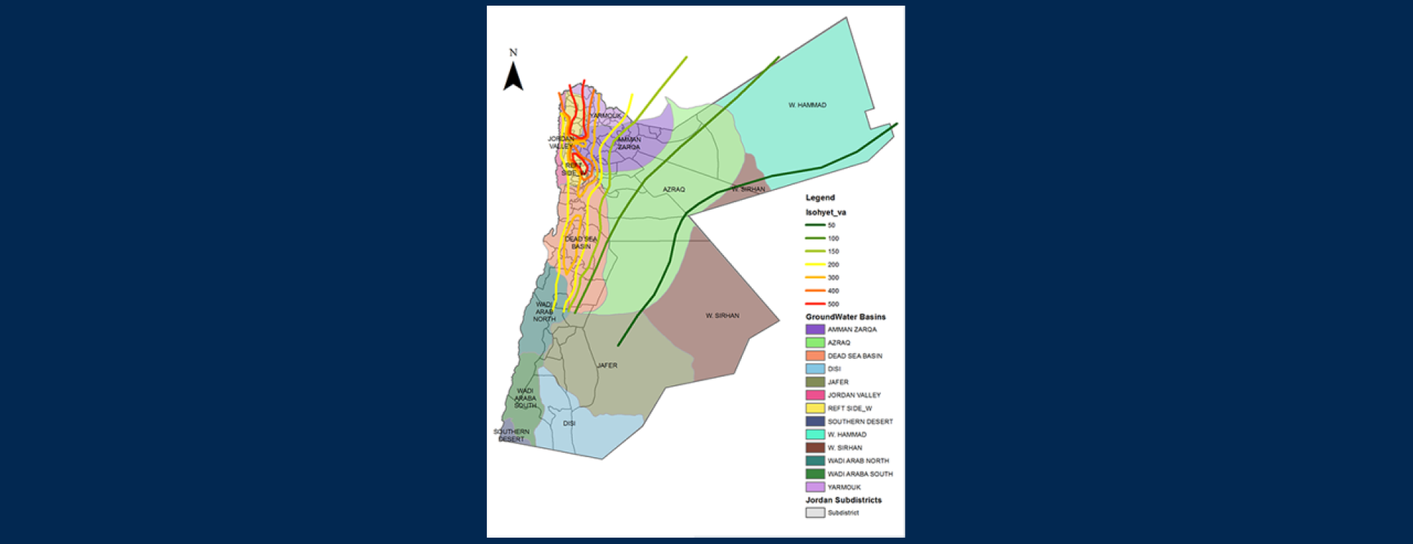 Groundwater basin map in Jordan