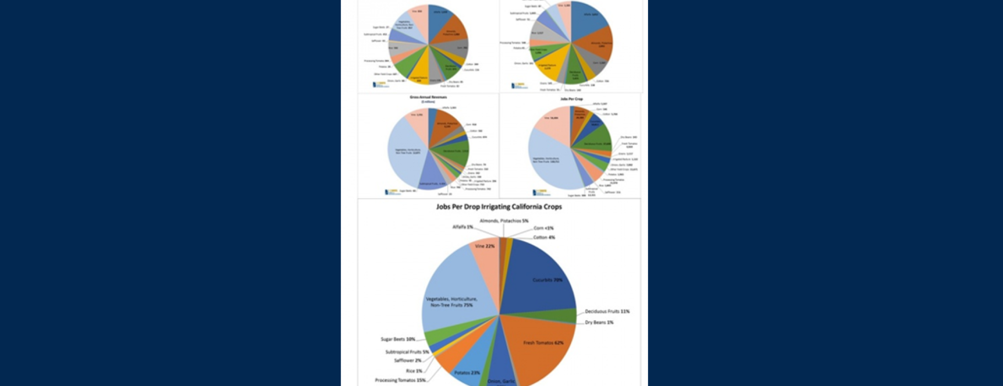 Pie Charts Agricultural Production, Water Use and Employment