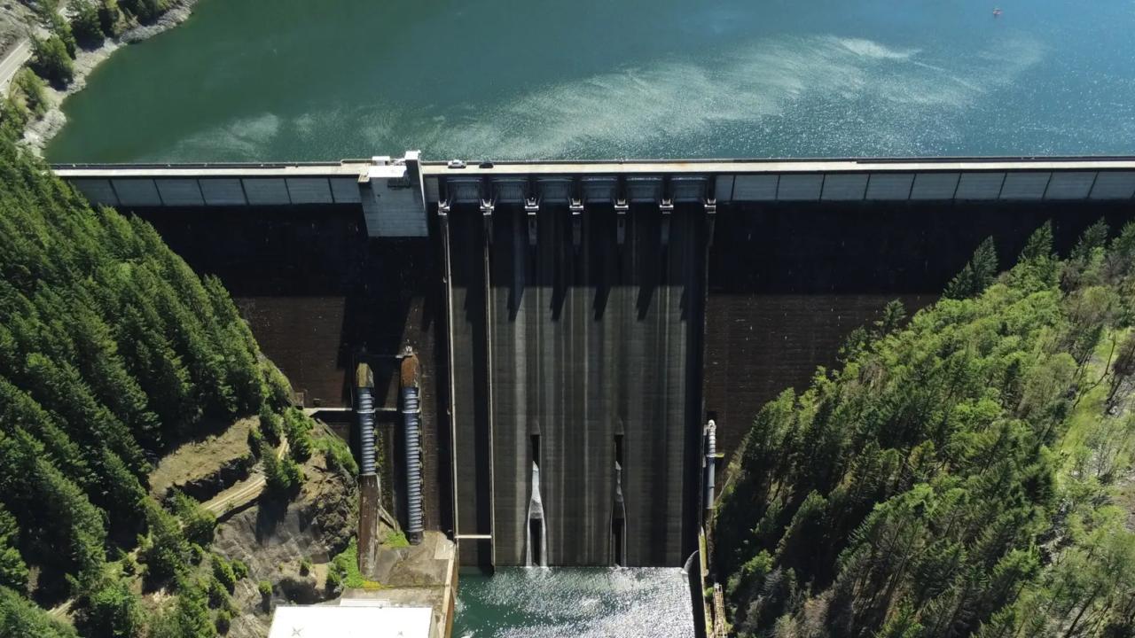 The Lookout Point Dam on the Middle Fork of the Willamette River. 