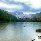 A freshwater lake during a storm. 